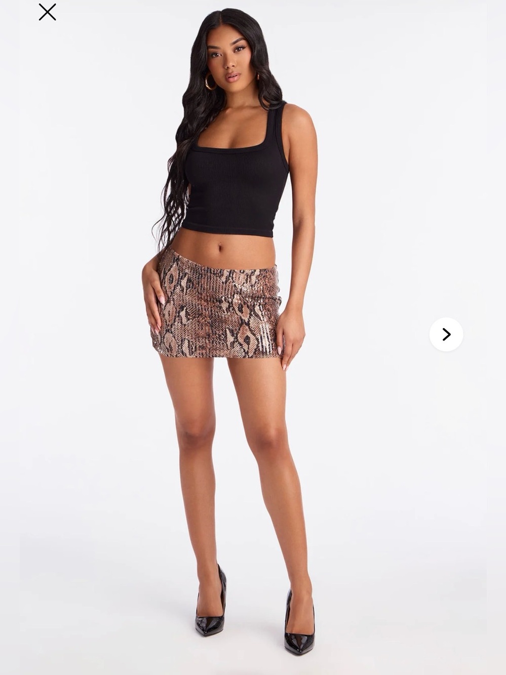 Fashion Nova Zoe Low Rise Snakeskin sequin mini Skirt